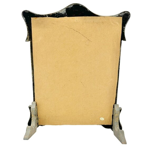 Vintage Ornate Tabletop Mirror With Gold Accents & Hinged Doors Rustic - Picture 4 of 8